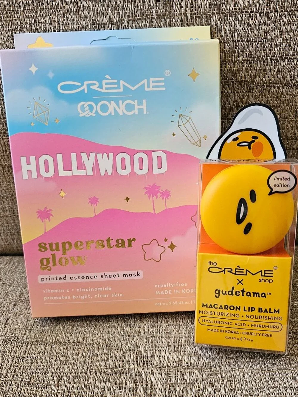 The Crème Shop x Gudetama Limited Edition Lip Balm + Hollywood Glow Sheet Masks